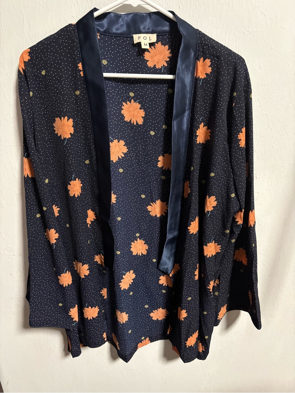 POL Navy Floral Satin-Trim